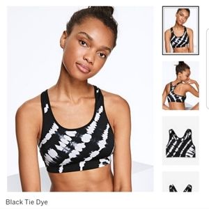 Victoria's Secret Pink Sports Bra Unlined  Racerback Black Tie Dye Women's Small